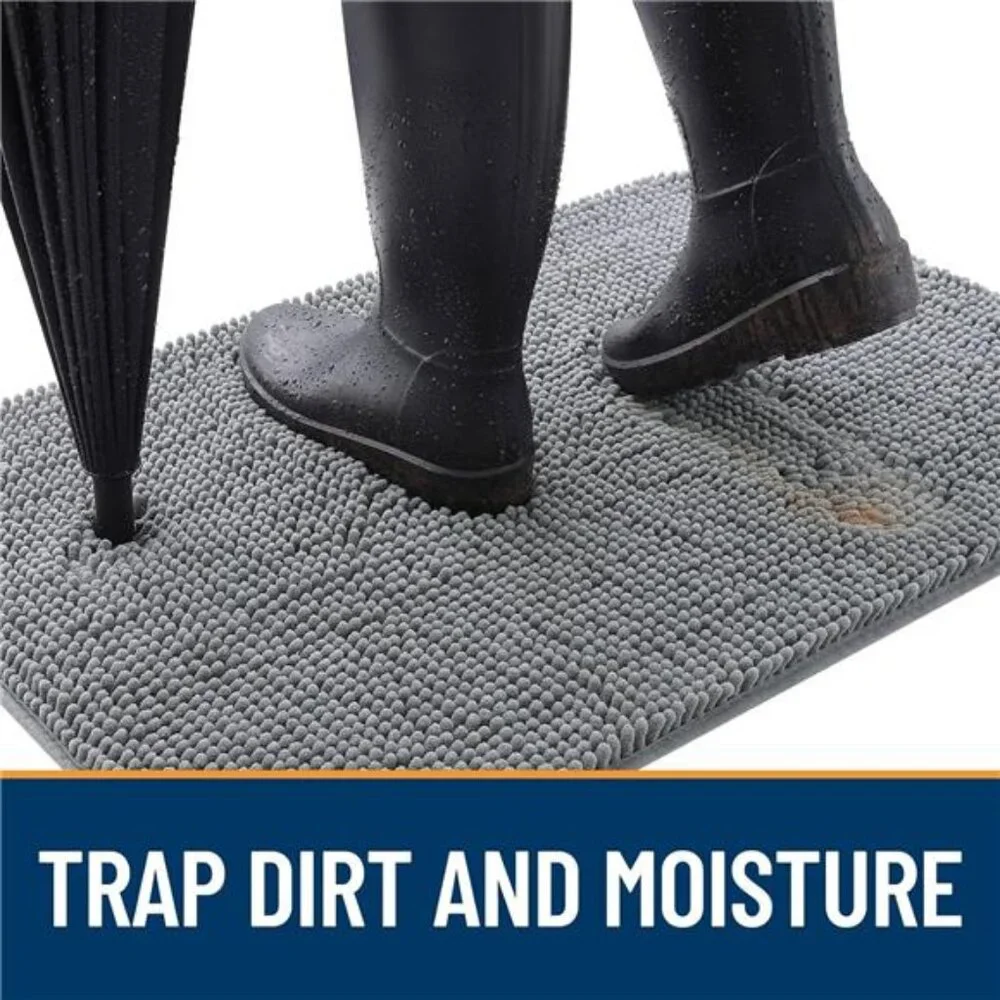 Dog Door Mat Muddy Paws Absorbent Non Slip Washable Indoor Entryway Rug Grey